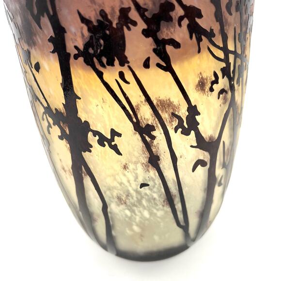 Acid Etched Purple Cameo Glass Baluster Vase - Picture 3 of 7